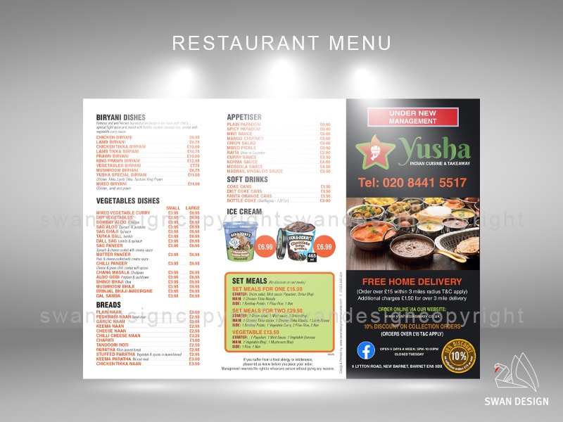 swan design international menu slide presentation