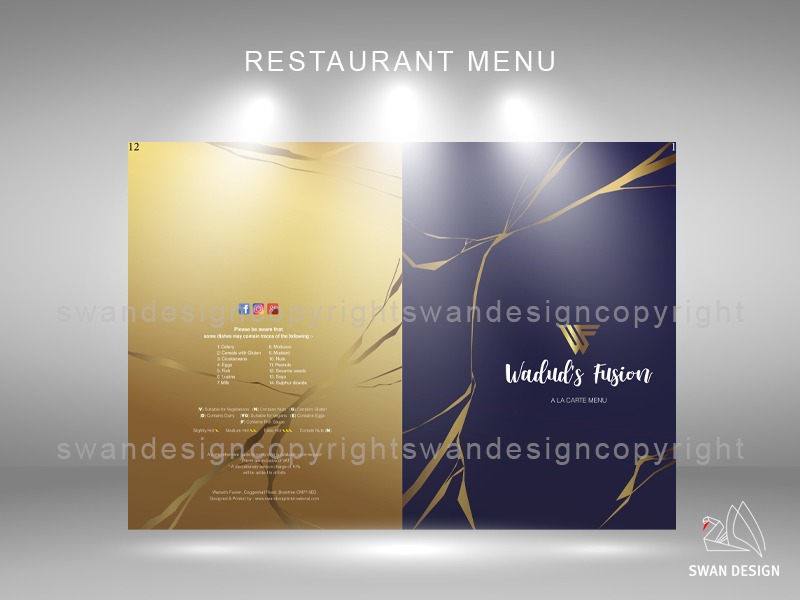 swan design international menu slide presentation