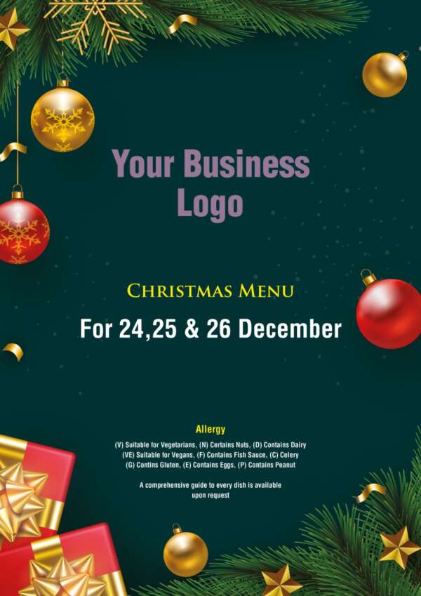 Custom A4 Christmas Menus