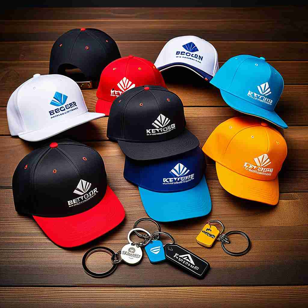 Custom branded accessories like hats, keychains, and more to enhance brand recognition.