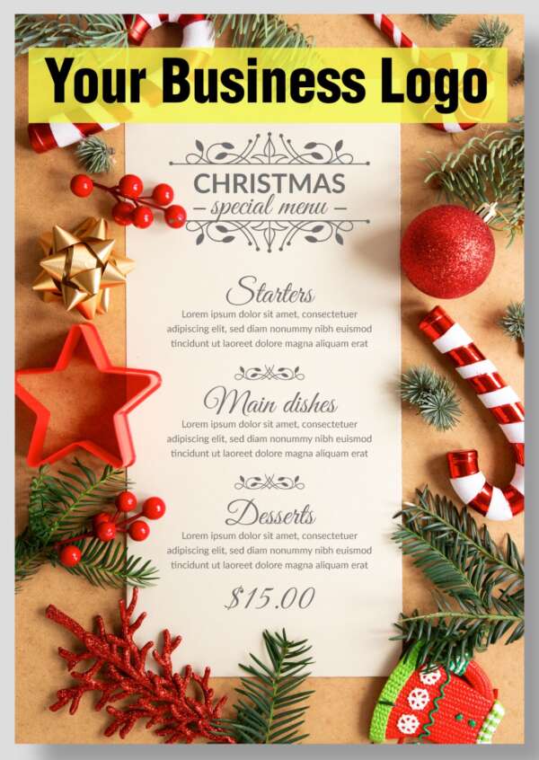 Make Custom A4 Christmas Menus at Swan design international in London Uk